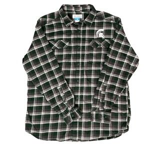 Columbia Michigan State University Flannel Plaid Button Down Shirt Size XL MSU